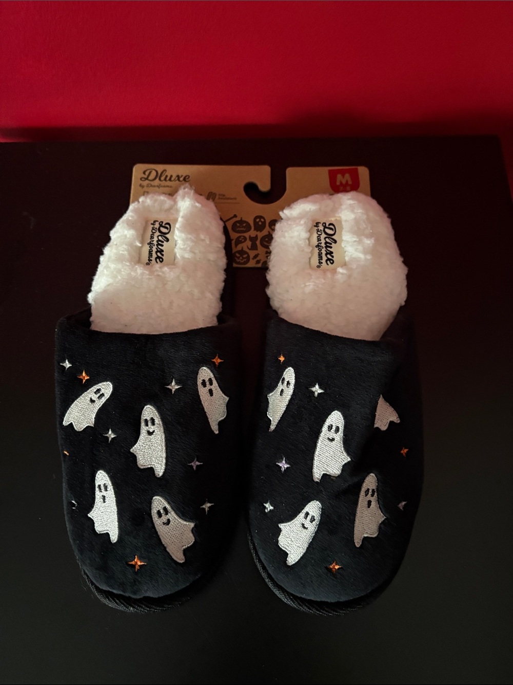 Women’s Black Ghost Cozy Slip-Ons